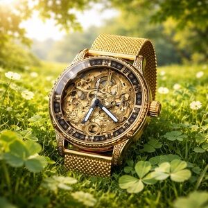 Gold Skeleton Watch